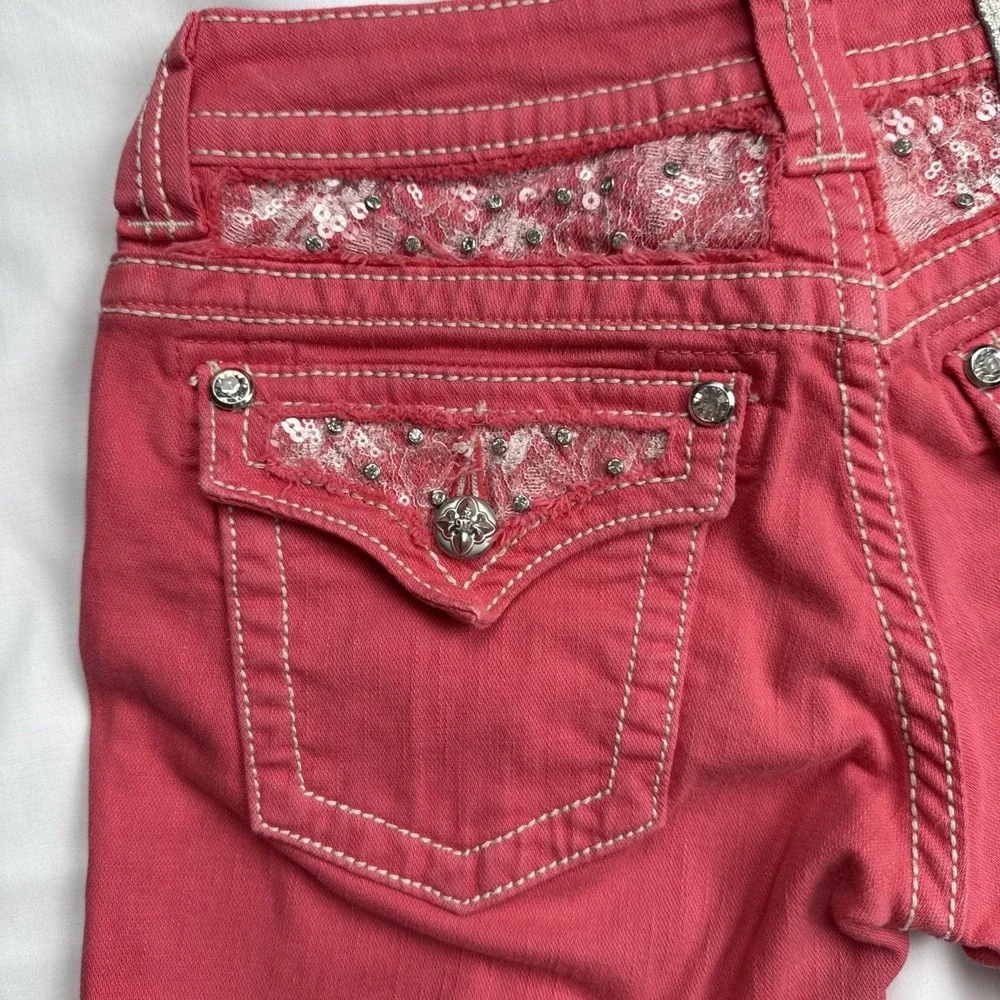 Miss Me Jeans Copped Womens Size 27 Color Melon JE5794C2  Flap Pockets Luxery - Picture 12 of 13